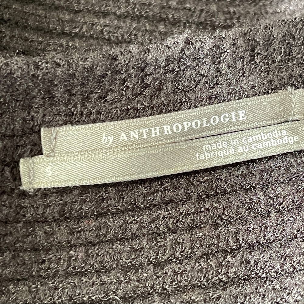 Anthropologie Black Ribbed Knit Sweater Size S Long Sleeve Boat Neck Classic - Picture 6 of 6